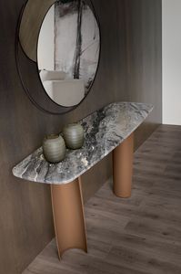 Ulisse console, Console with spirally curved sheet metal base