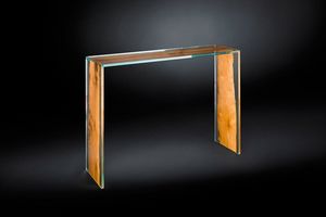 Venezia console, Console in glass and wood