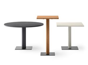 Lucy, Table with rounded wooden column, for elegant contract environments