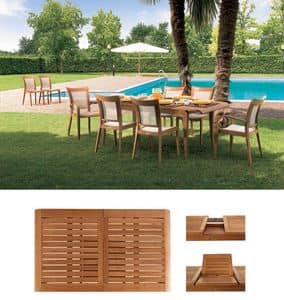 Madison extendable table, Rectangular table with extension for terrace