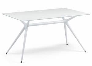 Metropolis 140X85 cm, Metal table with glass top, for outdoors