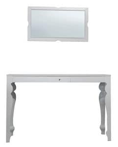 TA01, Beech table with veneered top, wooden mirror