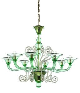 Art. VO 121/L/8, Green Murano glass chandelier