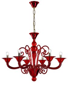 Art. VO 125/L/6, Red glass chandelier