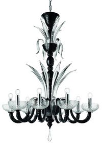 Art. VO 130/L/8+C, Black glass chandeliers with crystals