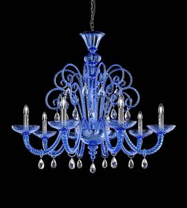 Art. VO 131/L/8, Chandelier with crystal pendants