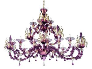 Art. VO 151/R/12+6, Rezzonico chandelier in dark amethyst color