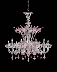 Art. VO 156/L/10, Crystal chandelier, with ruby decorations