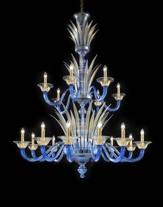 Art. VO 60/L/12+6+C, Blue Murano glass chandelier