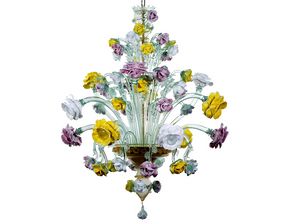 BOUQUET, Floral Murano chandelier, in multicolored glass