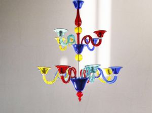BRAZIL, Murano blown glass multicolored chandelier