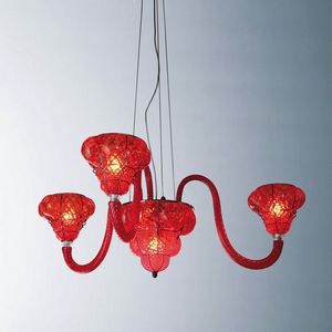 Classic Rs354-040, Elegant chandelier in Murano red glass