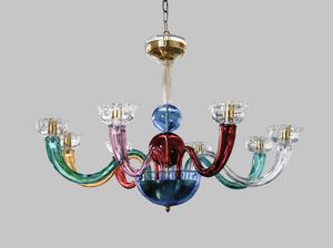 COLOR, Modern chandelier in multicolored blown glass