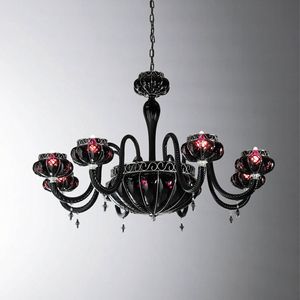 Diamante Rs340-095, Luxurious classic chandelier, in black glass and crystal
