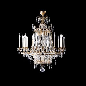 Grace CH-18 PG, Brass chandelier with Bohemian crystals