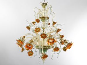 GRAND-GIRASOLI, Murano glass chandelier, with decorative sunflowers
