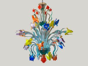 IRIS MULTICOLOR, Multicolored chandelier in floral Venetian style