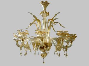 LARIO, Amber blown glass chandelier