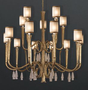 RIALTO HL1059CH-15, Lampdario in iron with crystal pendants