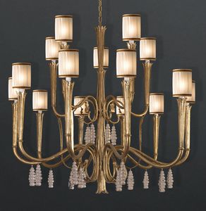 RIALTO HL1059CH-15, Lampdario in iron with crystal pendants