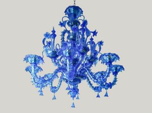 XBLUE, Intense blue blown glass chandelier