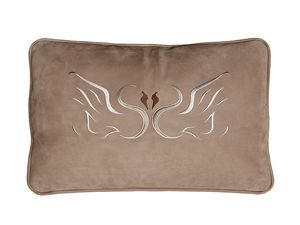 Cigni cushion, Leather cushion with decorative swans