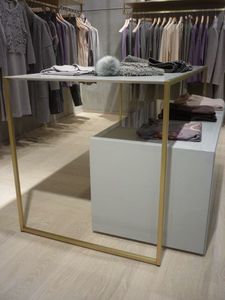Retail clothing store fixtures in brass, Metal furniture for shops