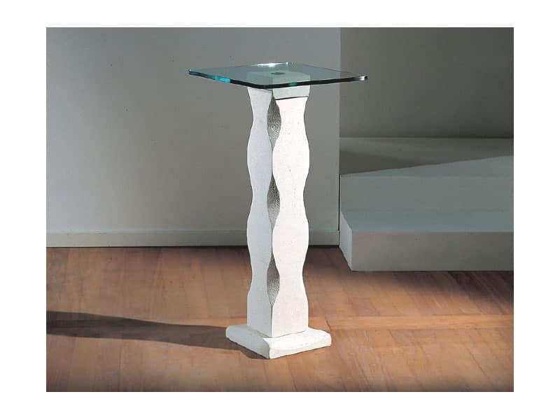 Matisse, Table with stone pillar and glass top