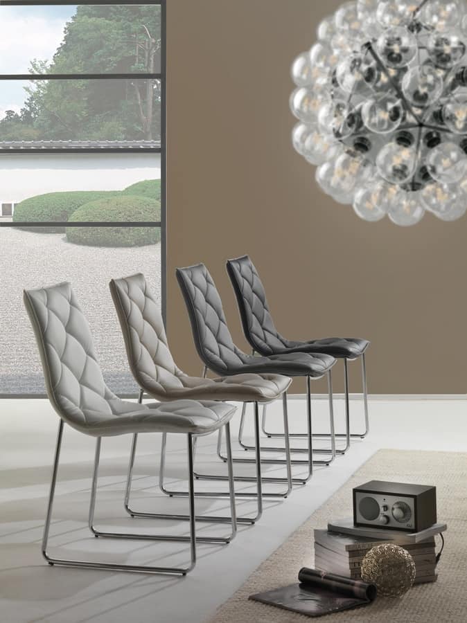 Art. 296 Giada, Chair with cantilever base, upholstered in faux leather