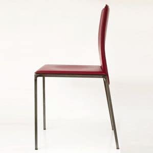 Art. 34/29, Refined metal chair, upholstered with leather