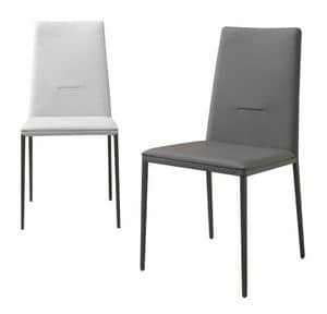 Cherie 600/602, Metal chair with lacquered legs, covered in faux leather