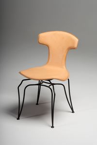 Jole chair, Leather upholstered chair, with innovative black steel base