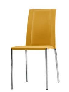 Silvy SB CU, Steel chair with seat and backrest in leather