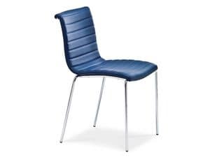 Zelig S TS, Metal chair, upholstered with horizontal stitching