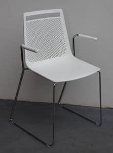 Akami SS, Chair with sled base in steel, with armrests