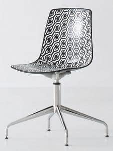 Alhambra L, Chair with swivel base with 4-spoke in chromed steel