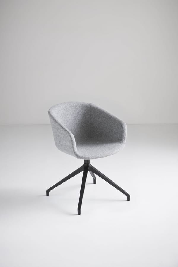 Basket Chair U, Swivel chair with metal base, sitting in polymer, for office