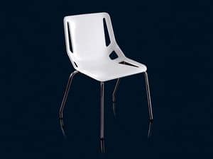 CB-chair, Chair with chromed steel base, plastic seat