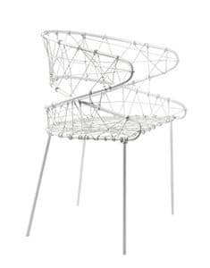 Fluxus, Chair with tubular steel frame with polymer ropes