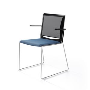 Multi mesh, Sled base chair in painted metal, mesh backrest, polypropylene seat