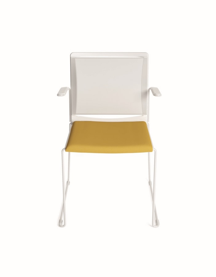 Multi mesh, Sled base chair in painted metal, mesh backrest, polypropylene seat
