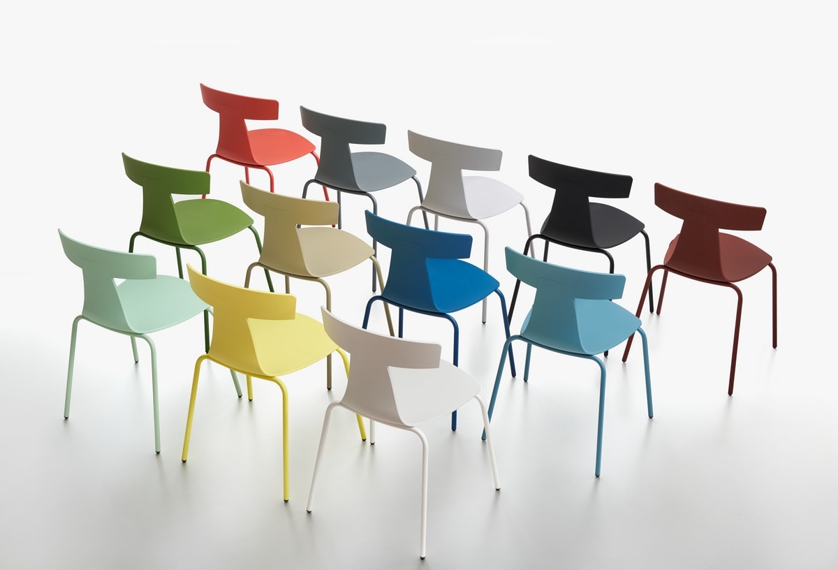 Remo plastic mod. 1417-20, Stackable chair, in metal and polypropylene