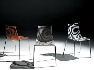 Wave chair, Metal chair, technopolymer seat, stackable