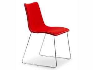 Zebra Pop, Design upholstered chair with sled base, variuos coverings