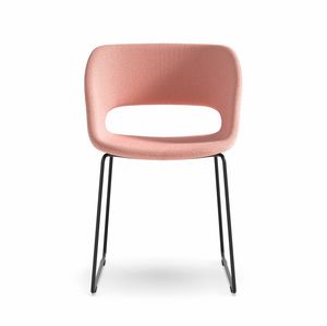 Kabira SL, Chair with base in steel rod and upholstered shell