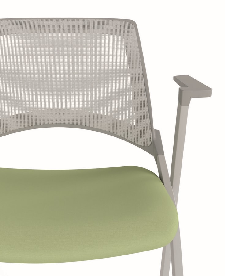 Oplà mesh, Metal chair, upholstered seat, mesh backrest