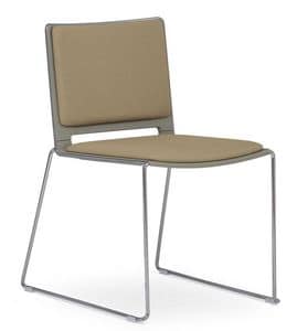 Rod, Padded stackable chair, sled steel base