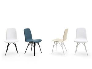 Senia chair, Modern chair, base in painted steel, for bar and home