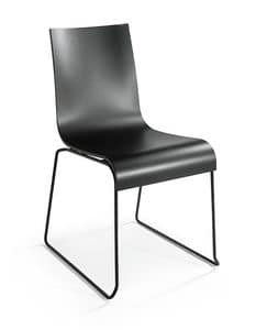 2001 R VS, Stackable chair in chrome steel, wooden seat