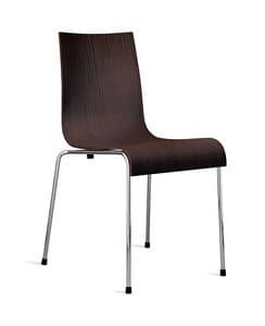 Asia R 4L/VS, Design chair in chromed steel, wood shell
